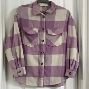 H&M Lavender and Cream Checkered Shirt